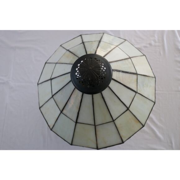 Bradley & Hubbard Arts & Crafts Lamp With White & Amber Slag Shade - Picture 7 of 8